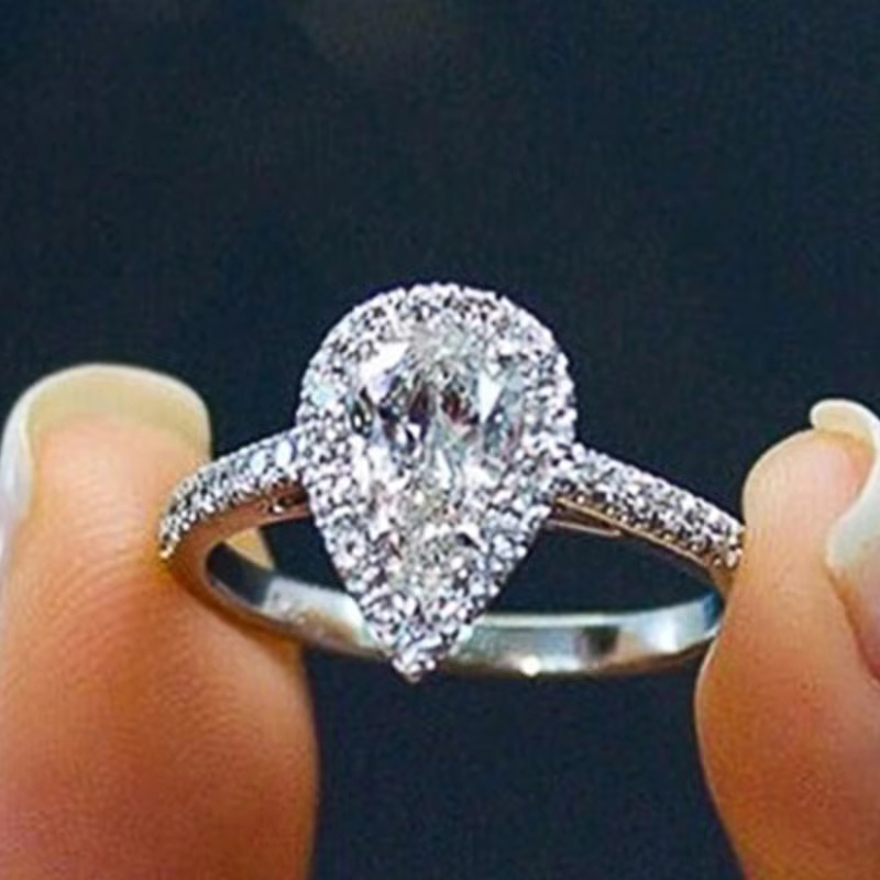 Crystal Waterdrop Cubic Zircon Classic Design Eternity Rings - Image 6