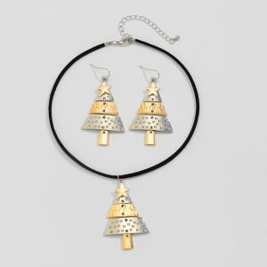 Christmas Tree Creative Unique Metal Star Necklace Set