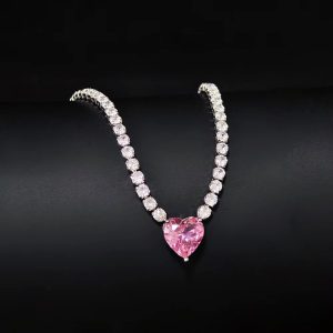 Heart Shape Luxury pink Diamond Necklace