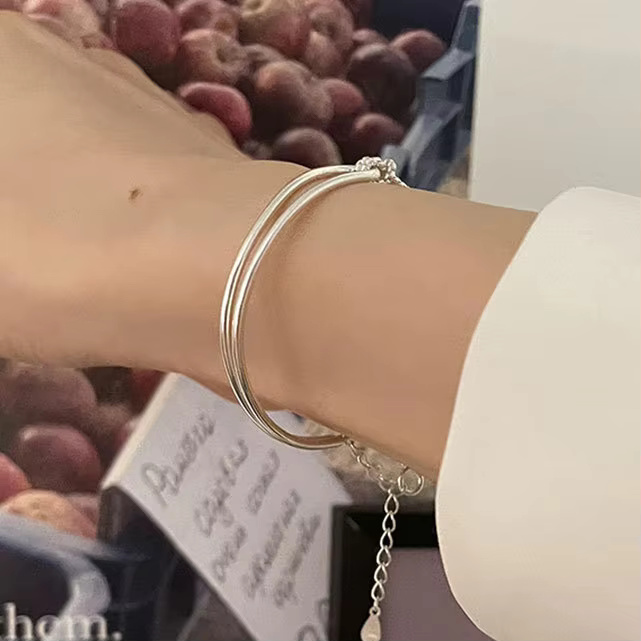 Geometric Arc Knotting Minimalist Fashion Fine Sterling Silver Jewelry Bracelets - Image 7