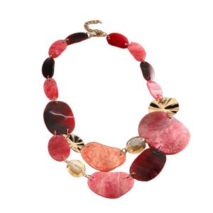 Vintage Multi Layered Colored Bib Chain Necklace