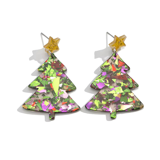 Creative Acrylic Christmas Tree Drop Earrings