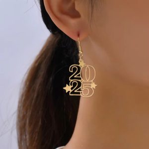 Number Stars Fashion New Year Geometric Dangle Hanging Drop Earrings