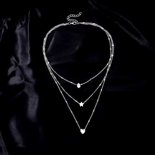 Zircon Shiny Multilayer Chain Choker Necklace - Image 4