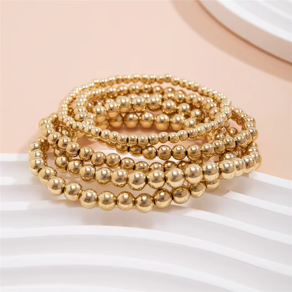 5Pcs Fashion Statement Unique Acrylic CCB Big Ball Chain Elastic Bracelet - Image 9