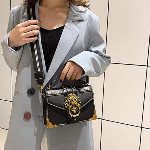 Simple Lion Head Small Square Crossbody Bag