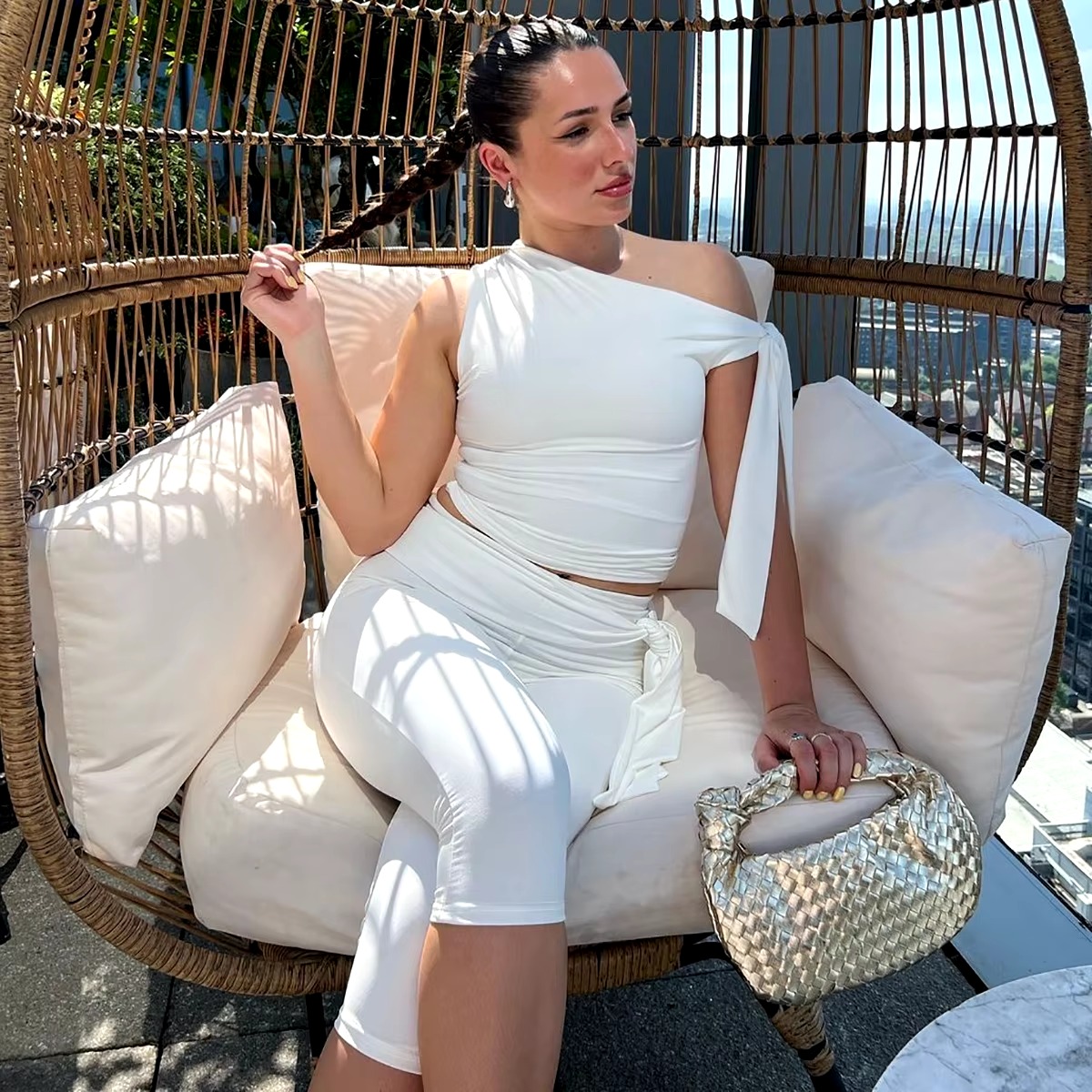 Stunning High Waist 3D Tiger Print Skinny With Button Flare Trousers - Image 8