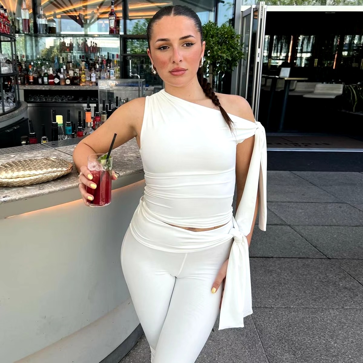 Stunning High Waist 3D Tiger Print Skinny With Button Flare Trousers - Image 5