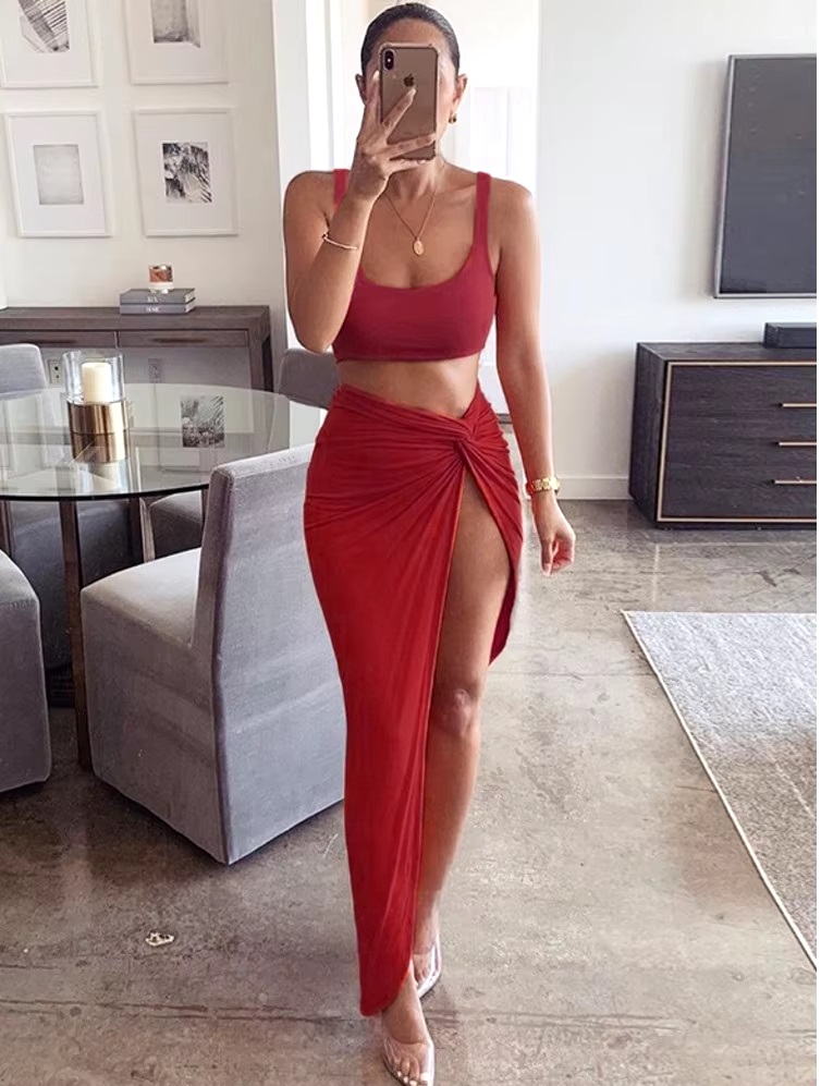 Spaghetti Strap Backless Long Side Split Party Clubwear Dress - Image 8