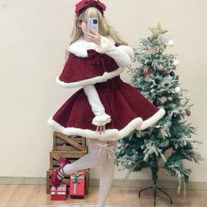 Sweet Plush Shawl Short Jackets Mini Skirts 3 Piece Set