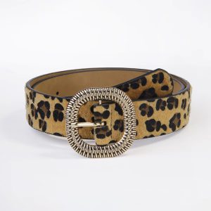 Trendy Animal Pattern Ethnic Style Leopard Print Buckle Belt