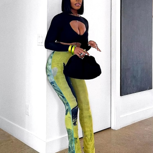 Trendy Bottoms Tie Dye Straight Elastic Waist Skinny Pants