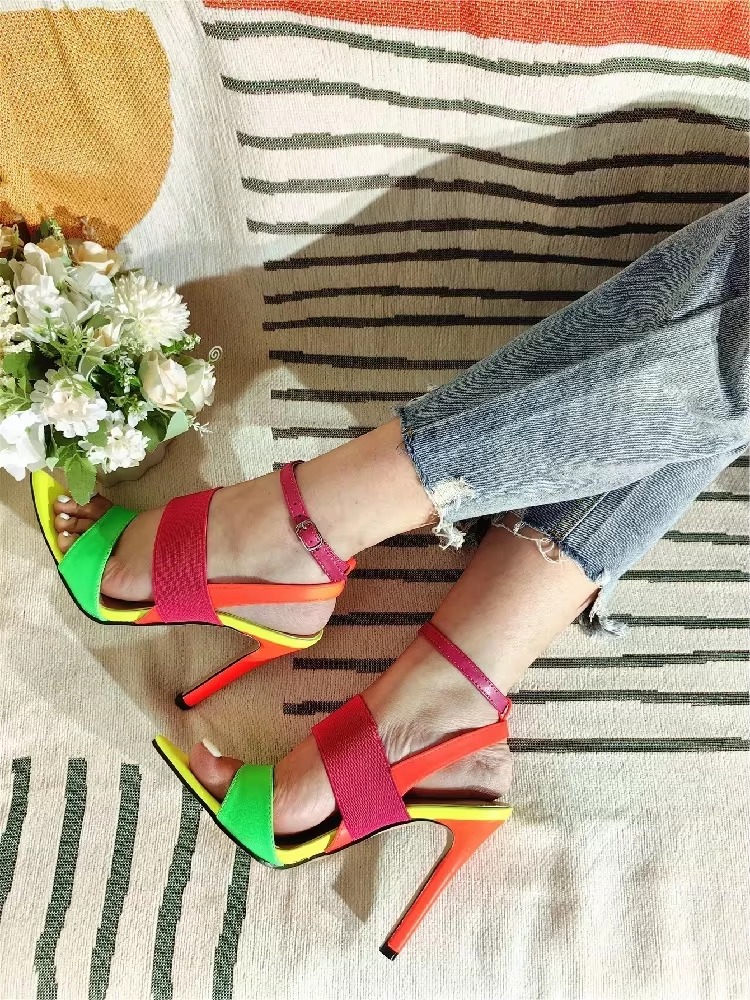Trendy Buckle Strap Stripper Thin Heels Pointed Toe Sandals - Image 8