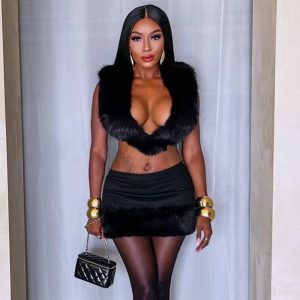 Trendy Hollow Out Backless Halter Tank Tops 2 Piece Set