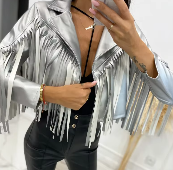 Trendy Standard Open Stitch Turn-down Collar Streetwear Jackets - Image 4