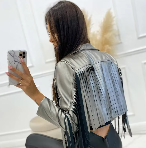 Trendy Standard Open Stitch Turn-down Collar Streetwear Jackets - Image 7