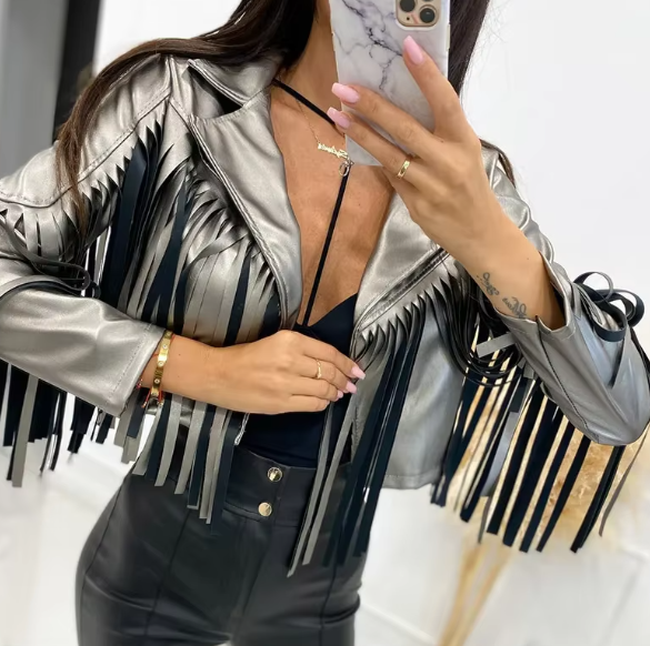 Trendy Standard Open Stitch Turn-down Collar Streetwear Jackets - Image 6