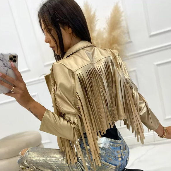 Trendy Standard Open Stitch Turn-down Collar Streetwear Jackets - Image 3