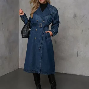 Trendy Turndown Collar Long Sleeves Denim Front Button Coat