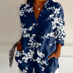 Vintage Single Breasted Leopard Print Shoulder Sleeve Shirt