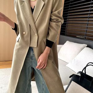 Formal Double Breasted Lapel Long Sleeve Spliced Blazer