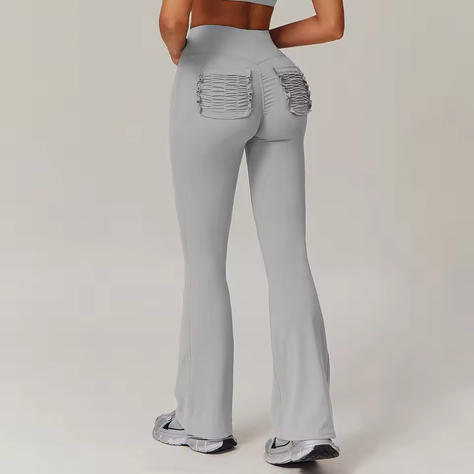 Trendy Bell-bottoms Tights High Waist Wide-leg Flared Pants - Image 3
