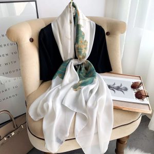 Elegant Oversized Silk Satin Printed Hijab & Shawl