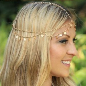 Alloy Coin Forehead Head Chain Metal Tassels Hair Accessories Headband