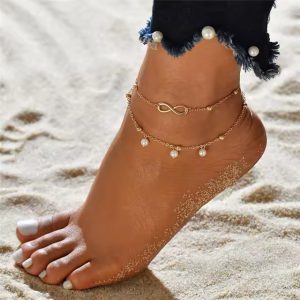 Metal Zinc Alloy Beaded Beach Bohemia Foot Ankle Chain