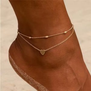Metal Pineapple Pendant Anklet Beaded Beach Foot Jewelry