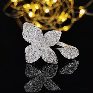 Luxury Petals cute Fashion silver Ring