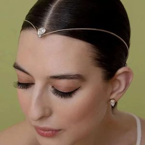 Bohemian Simple Water Drop Rhinestone V Shape Head Chain Bridal Forehead Headband
