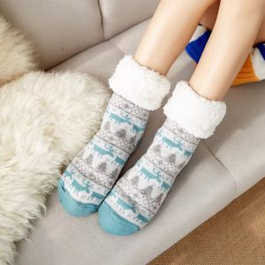Casual Cartoon Plush Soft Non Grip Floor Slippers Short Sock
