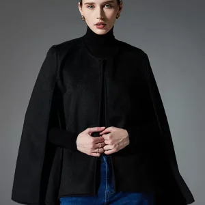 Casual Designed Neckline Butterfly Long Sleeve Daily Casual Poncho Cape