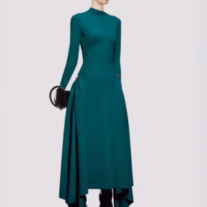 Casual Diagonal Collar Irregular Patchwork High Waist Maxi Dress