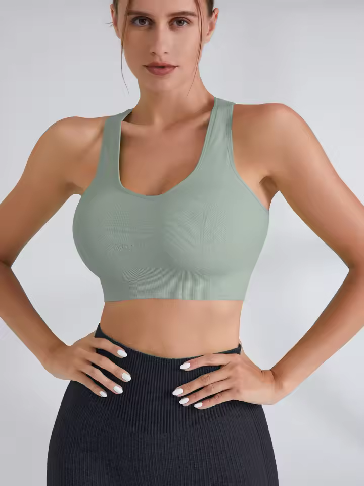 Casual Hollow Yoga Running With Phone Pocket Fitness Sports Bra