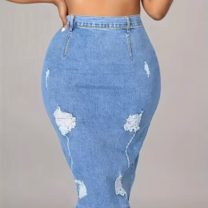 Casual Light Wrapped Hip Split Denim Thin Half Skirt