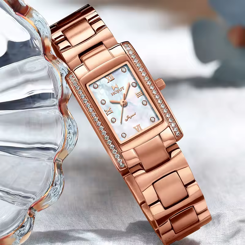 Casual Rectangle waterproof stainless steel material Hidden Clasp watch