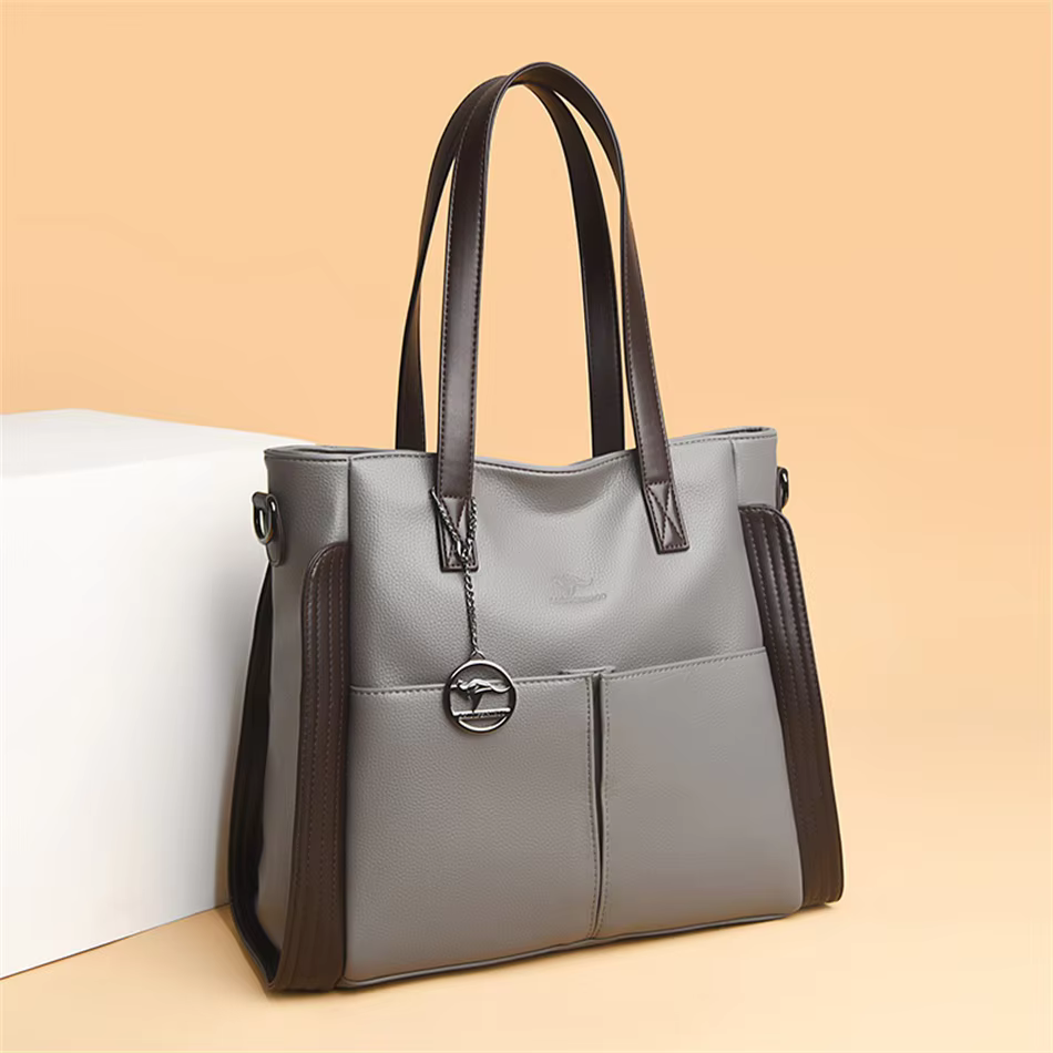 Casual Soft Leather Interior Slot Pocket Large Shopper Crossbody Messenger Bag - Image 7