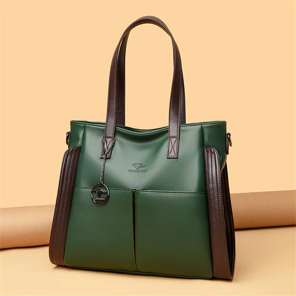 Casual Soft Leather Interior Slot Pocket Large Shopper Crossbody Messenger Bag - Image 8