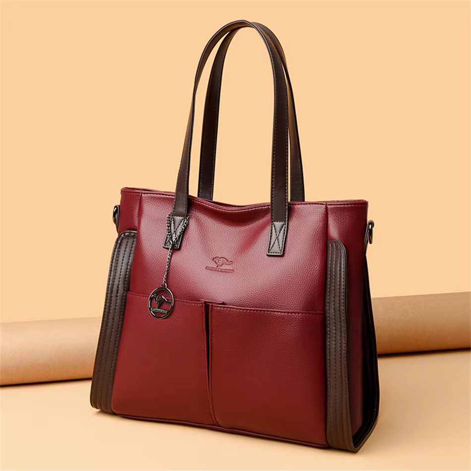 Casual Soft Leather Interior Slot Pocket Large Shopper Crossbody Messenger Bag - Image 10