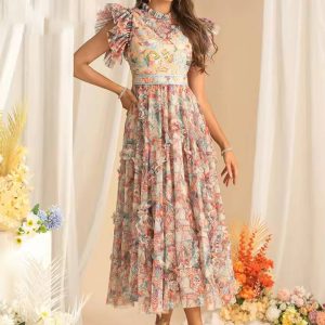 Casual Stand Striped Butterfly Sleeve Sequins Slim Zipper