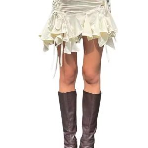Casual Tie-Up Ruffles Gothic Punk Irregular Mini Skirts