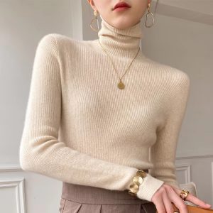 Casual Viscose Pullovers Turtleneck Warm Knitwear Sweater