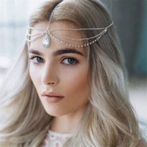 Crystal Forehead Eyebrow Pendant Headwear Bride Water Drop Hair Head Chain