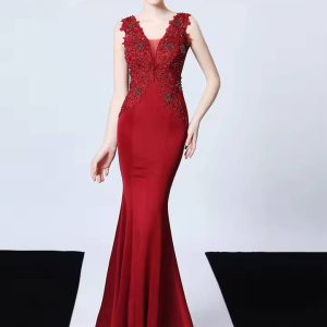 Elegant Luxury Silhouette Empire Wedding Party Maxi Dress