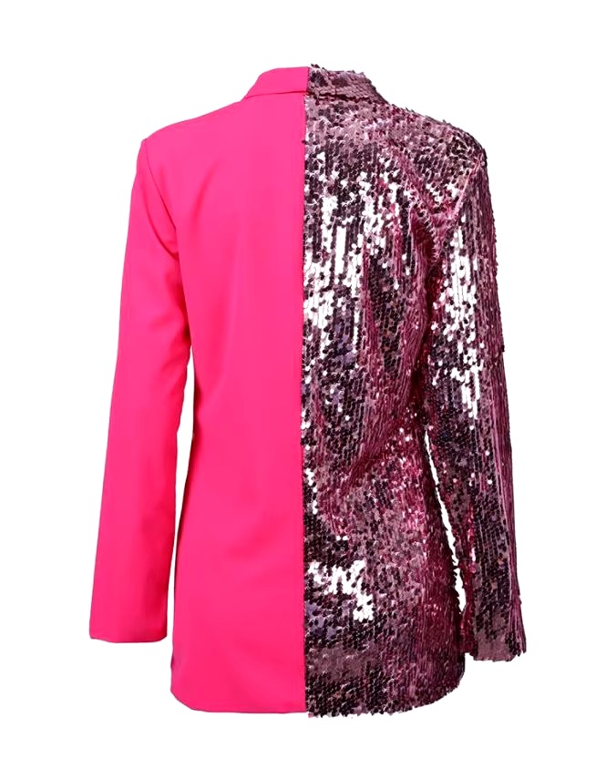 Elegant Sequein Long Sleeve Above Knee Slight Stretch Blazer - Image 3