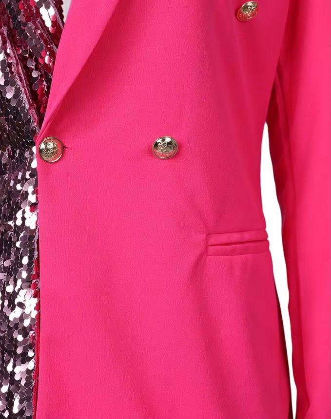 Elegant Sequein Long Sleeve Above Knee Slight Stretch Blazer - Image 4