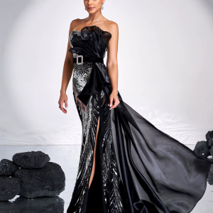 Elegant Strapless Split Cocktail Chic Party Wedding Birthday Party Luxury Formal Occasion Dresses