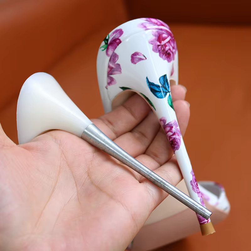 Flower Print Pointed Toe Work Dress Outdoor High Heels Sandal - Image 8